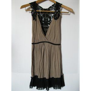 Charlotte Russe Black and Tan Lace-Backed Tank Top